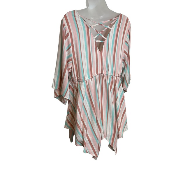 Torrid Dress Womens Tunic Colorful Stretch V Neck Elastic Waist Rayon Pink 0 - Picture 4 of 12